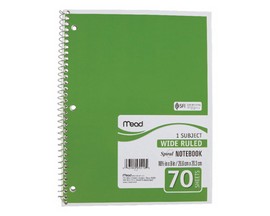 Mead® 10.5 in. x 8 in. Wide Ruled 1-Subject Spiral Notebook - Assorted