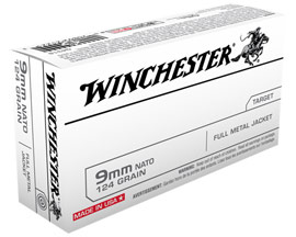 Winchester® 9mm Nato FMJ 124-grain Target Ammo - 50 rounds