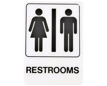 Hy-Ko® Self-Adhesive 7x5 in. Info Graphic Sign - Unisex Restrooms