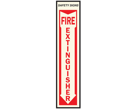 Hy-Ko® Self-Adhesive 18x4 in. Glow-in-the-Dark Vinyl Safety Sign - Fire Extinguisher Below