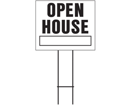 Hy-Ko® Stake-In 19x24 in. Corrugated Plastic Sign with H Bracket - White Open House