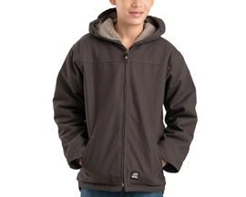 Berne® Boy's Youth Softstone Sherpa-Lined Hooded Jacket - Olive Duck