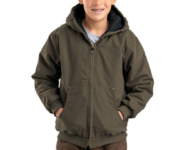 Berne® Boy's Youth Softstone Quilt-Lined Hooded Jacket - Olive Duck