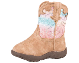 Roper Infant Boots Cowbabies Glitter Lace Tan Booties