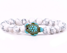 Fahlo® The Journey Sea Turtle Tracking Bracelet - White Howlite Stone