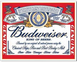 Signs 4 Fun® Metal Garage Sign - Budweiser Beer Label