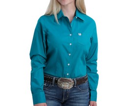 Cinch® Women's Button-Down Long Sleeve Western Shirt - Solid Teal