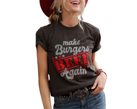 Cinch® Women's Cruel Girls Burgers Beef Graphic T-Shirt - Charcoal / Black