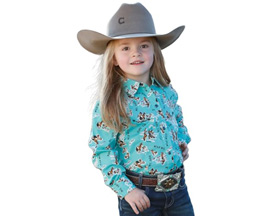 Cinch® Youth Cruel Girls Long Sleeve Western Snap Shirt - Turquoise