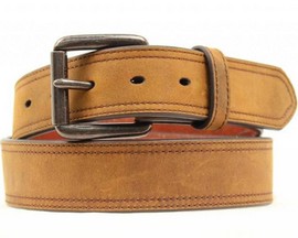 Ariat® Men's Distressed Inset Logo Leather Western Belt - Brown