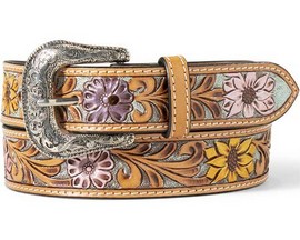 Ariat® Women's Hand Tooled Floral Belt - Sunflower Daisy