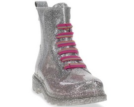 Western Chief® Kid's Combat Ankle Rubber Rain Boots - Silver Glitter