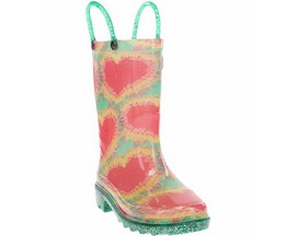 Western Chief® Kid's Glitter Lighted Rubber Rain Boots - Tie Dye Hearts