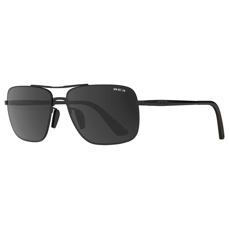 BEX® Porter Full Metal Aviator Sunglasses - Matte Black / Grey