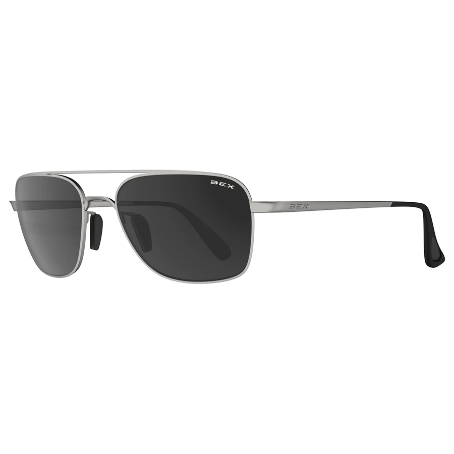 BEX® Mach Full Metal Aviator Sunglasses - Matte Silver / Grey
