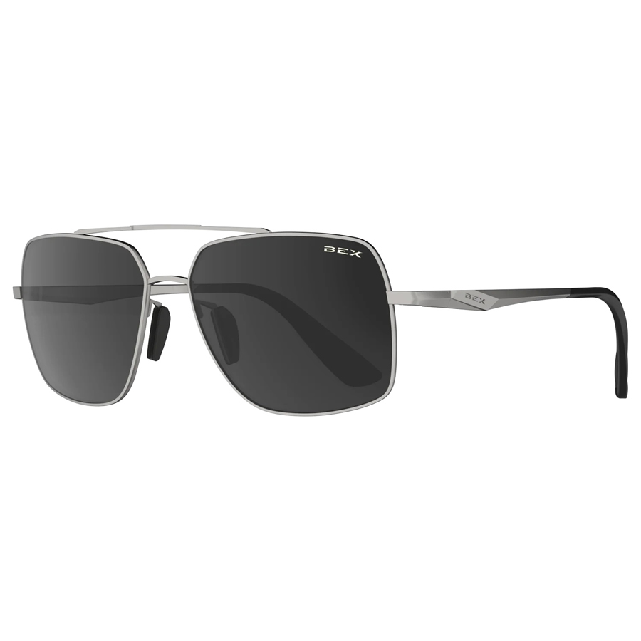 BEX® Wing Full Metal Aviator Sunglasses - Matte Silver / Grey