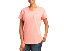 Ariat® Ladies Rebar V-Neck Summer Melon Base Layer T-Shirt