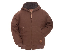 Berne® Boy's Youth Softstone Quilt-Lined Hooded Jacket - Bark Brown