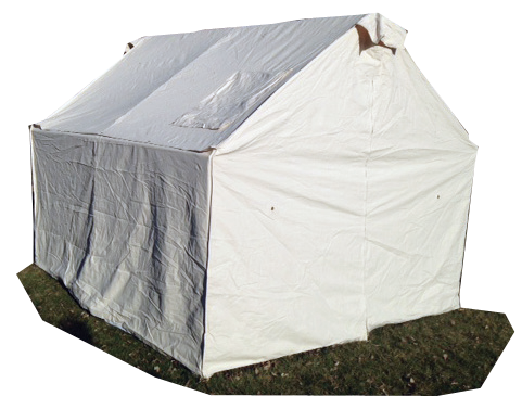 Double-fill canvas wall tent setup.