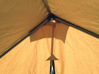 Wall tent roof peak.