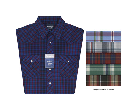 Wrangler® Men's Western Big & Tall Long Sleeve Plaid Shirts - Assorted