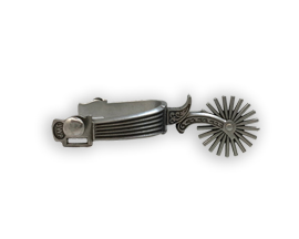 Jeremiah Watt Spurs - Floral Hook Shank 2.25-inch 21 Point Rowels