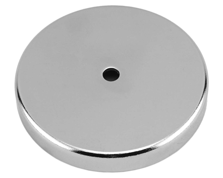 MAGNET SOURCE .44 in. Ceramic Round Base Magnet 95 lb. pull 3.4 MGOe Silver 1 pc