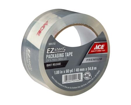 Ace® 1.88 in. x 60 yd. EZ Start Packaging Tape Roll - Quiet Release Clear