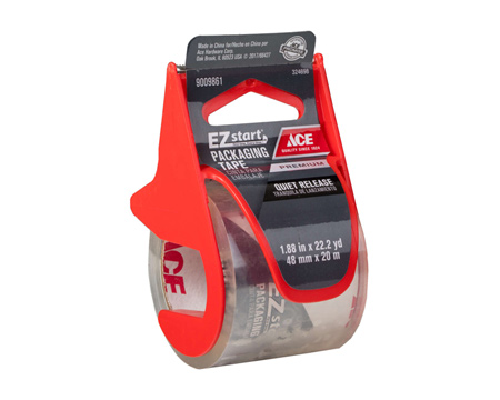 Ace® 1.88 in. x 22.2 yd. EZ Start Packaging Tape with Dispenser - Quiet Release Clear