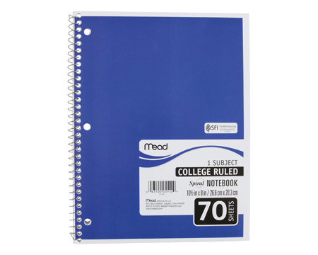 Mead® College Ruled Spiral Notebook