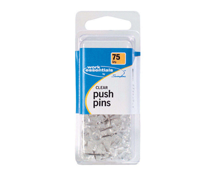 ACCO® Work Essentials Clear Push Pins - 75 pack