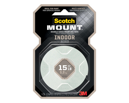 Scotch® Mount Indoor Double-Sided White Mounting Tape - 0.5 in. x 2.22 yd.