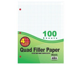 Bazic® Loose Leaf Quad Ruled Filler Paper - 100 count