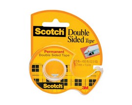 Scotch® Permanent Double-Sided Clear ape with Dispenser - 0.5 in. x 12.5 yd.