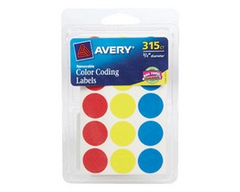 AVERY® 0.75 in. H X 3/4 in. W Round Assorted Color Coding Label 315 pk