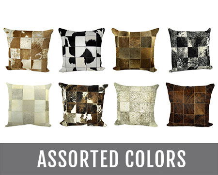 BS Trading® 20-inch Genuine Cowhide Patchwork Pillows