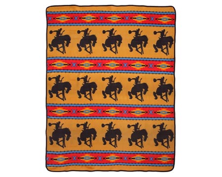 El Paso® Fleece Lodge Bucking Horse Throw Blanket - Camel/Red