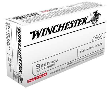 Winchester® 9mm Nato FMJ 124-grain Target Ammo - 50 rounds
