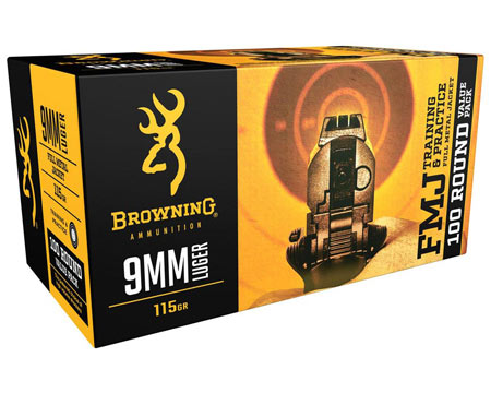 Browning® 9mm Luger Target & Practice FMJ 115-grain Target Ammo Value Pack - 100 rounds