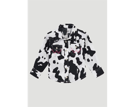 Wrangler® Baby Girl Long Sleeve Cow Print Western Snap Shirt