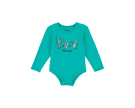 Wrangler® Baby Girl Long Sleeve Desert Graphic Knit Bodysuit - Teal