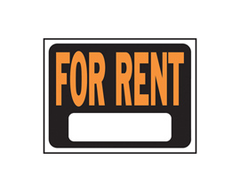 Hy-Ko® Tape-On 8.5x12 in. Classic Orange & Black Plastic Sign - For Rent