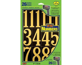 Hy-Ko® Self-Adhesive 3 in. Numbers Set - Gold & Black Mylar