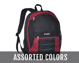 Everest® Two-Tone Backpack With Mesh Pockets - Assorted Colors