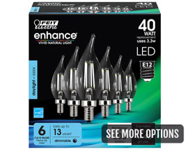 Feit Electric® 40 Watt Equivalent Dimmable CA10 Flame Tip LED Light Bulbs - 6 Pack