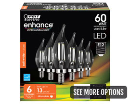 Feit Electric® 60 Watt Equivalent Dimmable CA10 Flame Tip LED Light Bulbs - 6 Pack