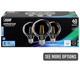 Feit Electric® 60 Watt Equivalent Dimmable G25 Clear LED Light Bulbs - 3 Pack