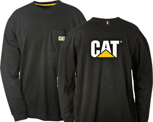 CAT Men's Pocket Trademark Banner Long Sleeve Tee