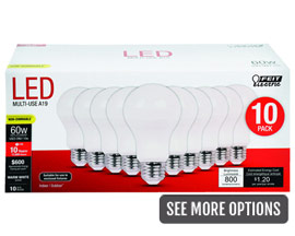 Feit Electric® 60 Watt Equivalent A19 Non-Dimmable LED Light Bulbs - 10 pack