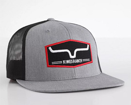 Kimes Ranch® Replay Trucker Patch Mesh Snapback Hat - Gray / Black